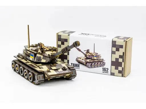 Деревянный 3D конструктор Танк, Puzzleok (162-0074), 162 дет.
