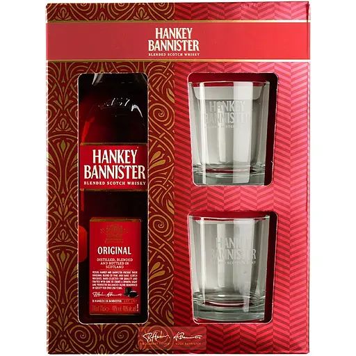 Набір шотландського Віскі Hankey Bannister Original, 40%, 0,7 л + 2 склянки