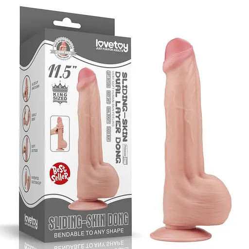 Фаллоимитатор LoveToy Sliding-Skin Dual Layer Dong 29 см телесный - фото 22