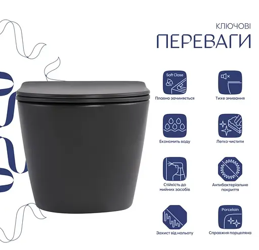 Унитаз подвесной Qtap Robin Ultra Quiet, с сиденьем Slim Duroplast/Soft-close/Quick relase QT13332381АSAN - фото 2