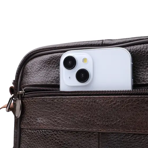 Горизонтальна зручна сумка з ручкою для чоловіків із натуральної шкіри Vintage 20х17х8 см sum0027476 - фото 7