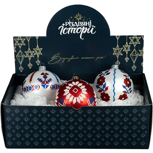 Набір ялинкових прикрас Різдвяні історії Код нації: Луганщина 3 кулі скло (4820001107227)