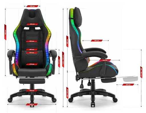 Компьютерное кресло Hell's HC-1039 LED RGB (тканина) - фото 9