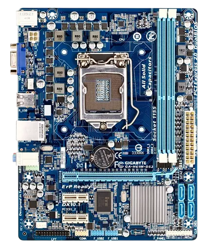 Материнская плата Gigabyte GA-H61M-DS2 rev.4.0 LGA 1155 (GA-H61M-DS2 REV.4.0) Б/У - фото 1