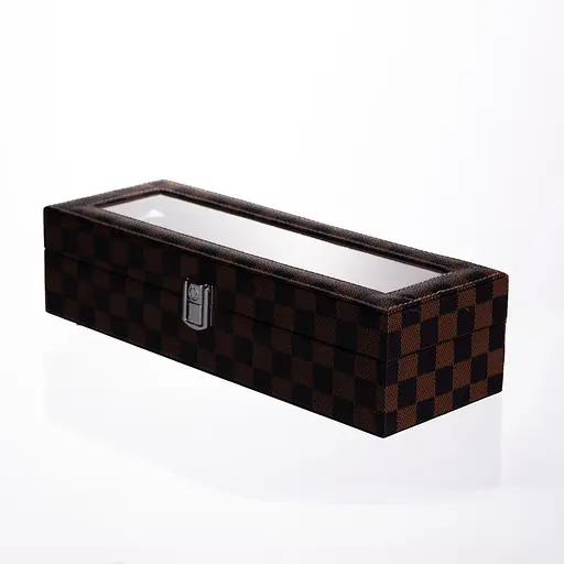 Скринька для годинника з екошкіри 6 відсіків 31×11×7.5 см кейс органайзер для наручного годинника Коричневий Yiwu HP-5-14S - фото 5