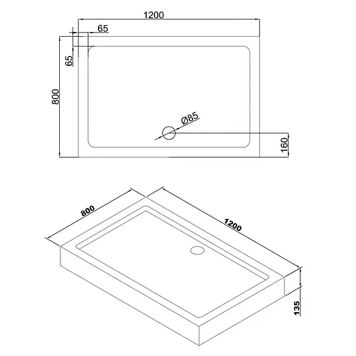 Душовий піддон Volle Libra 120x80 прямокутний 10-22-908tray - фото 3