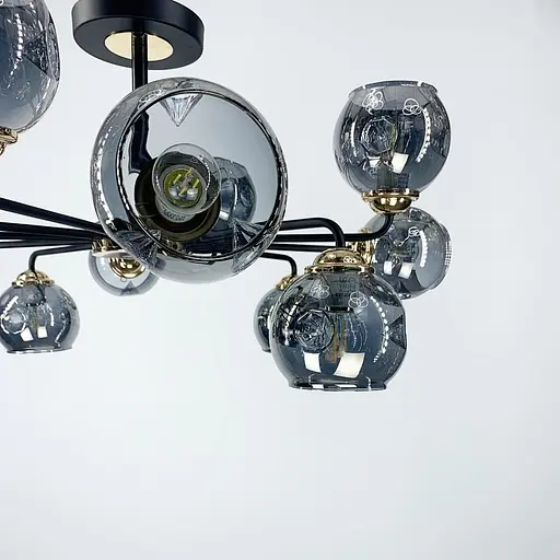 Стельова люстра на 12 ламп з плафонами графіт Line.F 81846/12 - фото 3