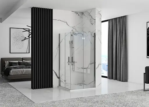 Душевая кабина Rea Molier 2 80x100 chrome REA-K6367 + REA-K6371, Универсальная, прозрачная, хром - фото 2