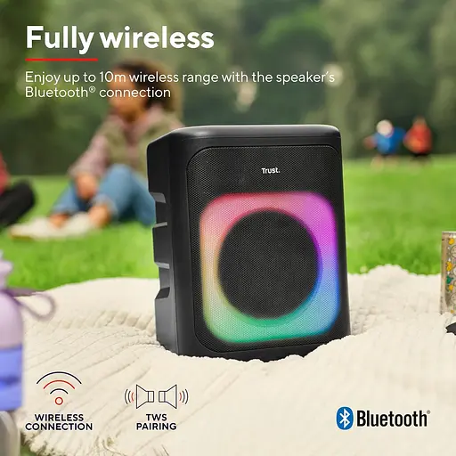 Портативна акустична система Trust Azura 50Вт, 1.0, ВТ 5.2, TWS, MP3, IPX4, RGB, Чорний - фото 6