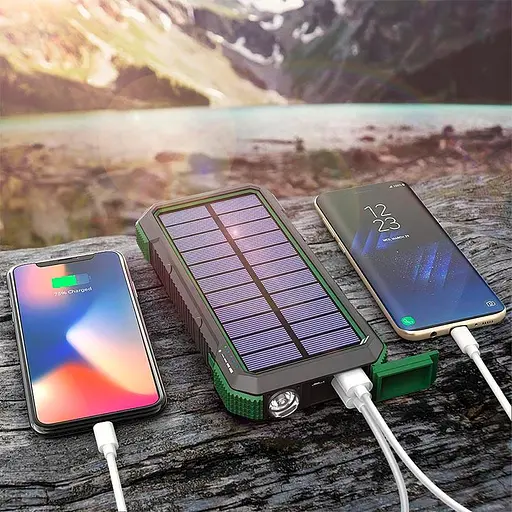 Зовнішній акумулятор power bank Solar PN-W12 20000 mAh із сонячною панеллю зовнішня батарея 18W - фото 3
