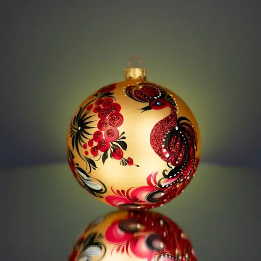 Набір ялинкових прикрас Різдвяні історії Петриківка калиновий скло (4820001165463) - фото 5