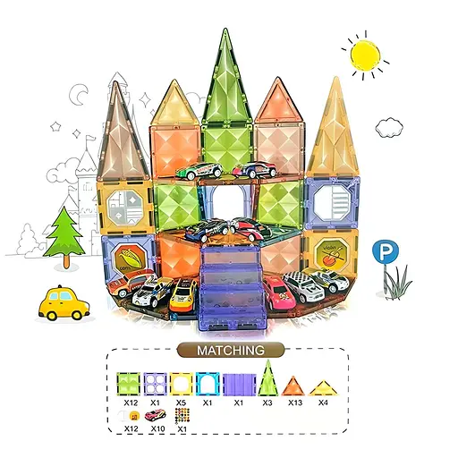 Конструктор магнітний Машинки DIY Magnetic Building Blocks на 62 деталі (СН1192) - фото 4