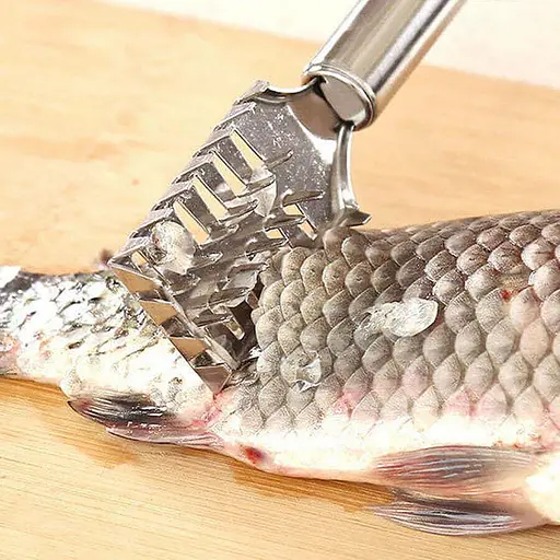 Рибочистка 4-рядна з нержавіючої сталі скребок для швидкого чищення риби 19.5 см, Kitchen Master Сріблястий 86850 - фото 3