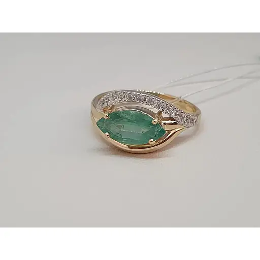 Золотое кольцо АЛЬБИНА с бриллиантами и изумрудом. 11156 17 - фото 5