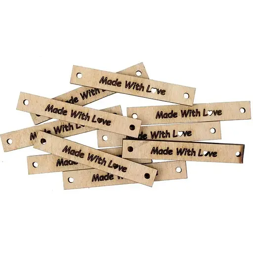 Мини-заготовка Rosa Talent Тег Made With Love фанера 6.5х1 см 10 шт
