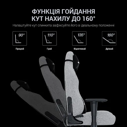 Ігрове крісло Anda Seat Luna Size L Grey Fabric (AD18-44-G-F) - фото 11