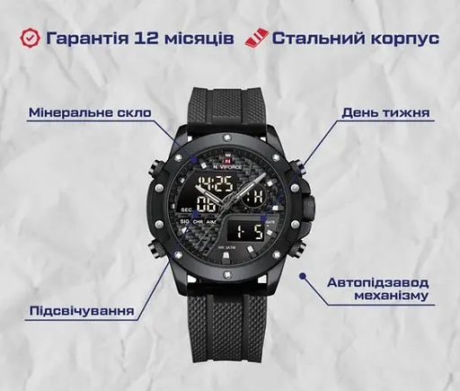 Часы мужские наручные Naviforce Concept (Черные) - фото 4