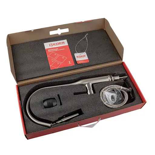 Змішувач для кухні з висувним виливом Koer KI-70004-02 KR3385 Нержавіюча сталь - фото 5