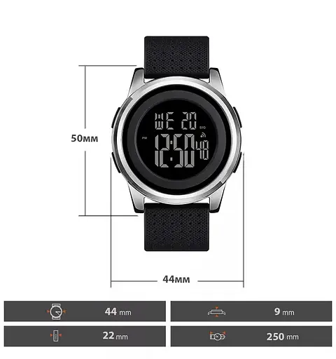 Чоловічий спортивний наручний годинник Skmei 1502 (Сріблястий) - фото 6