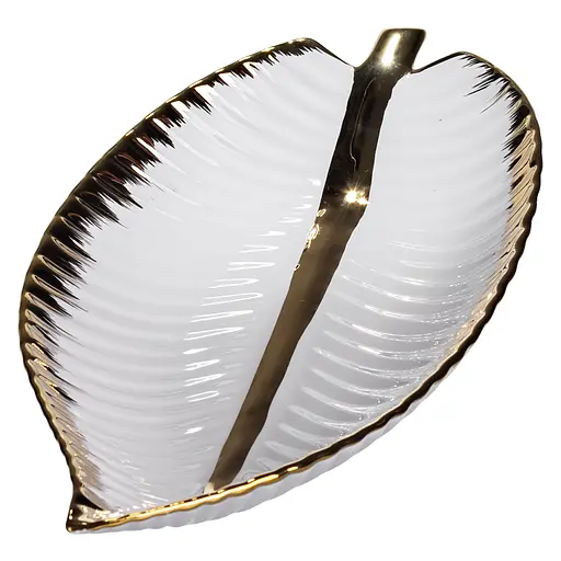 Фарфоровое блюдо для сервировки стола в форме листьев 35×18.5×5 (см) блюдо для подачи закусок Золото Yiwu WH045