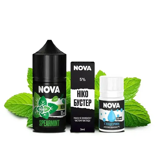 Набор компонентов для самозамеса солевой заправки Nova 30 мл SPEARMINT Мята, 0-50 мг (18081)