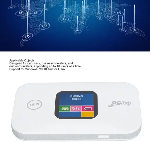 Портативний Wi-Fi модем з екраном Mobile Router PH319-E LCD 2.4G, 4G роутер White (17963) - фото 4