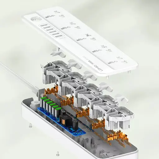 Сетевое зарядное устройство удлинитель LDNIO SC5614 6 USB 5 розеток 2m белый - фото 6