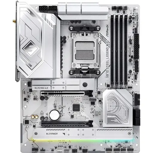 Материнская плата ASRock AM5 X870 Steel Legend WIFI, X870, 4xDDR5, Int. 5.4, 9xUSB3.2/8xUSB2.0, HDMI/2xType-C 4.0, ATX - фото 3