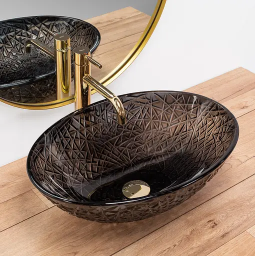 Умывальник Rea Frost Black накладной REA-U5071, Прозрачный - фото 2