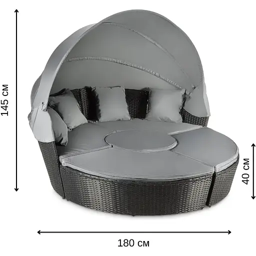 Садові меблі Outtec Round Lounge Chairs чорно-графітові - фото 10