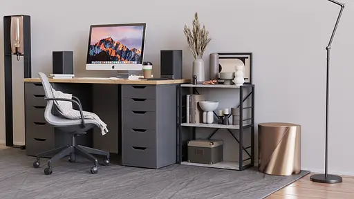 Этажерка 3/60 Ferrum-decor Серии Коннект 75x60x28 черный ДСП Бетон 16мм (FRD-104256) - фото 3