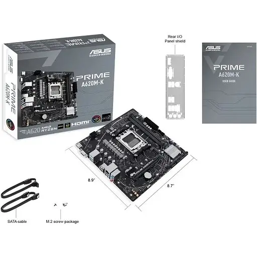 Материнская плата Asus Prime A620M-K sAM5 A620 2xDDR5 HDMI D-Sub mATX - фото 2