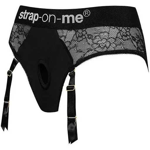 Мереживні труси для страпону з підв'обов'язками для панчіх Strap-On-Me DIVA HARNESS, S - фото 2