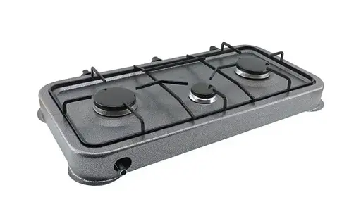 Газовая настольная плита Domotec MS-6603 на 3 конфорки металлическая эмалированная поверхность Серая - фото 3