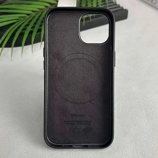 Чехол Leather Case with MagSafe для Apple iPhone 15 Pro Midnight AAA [136341] - фото 4