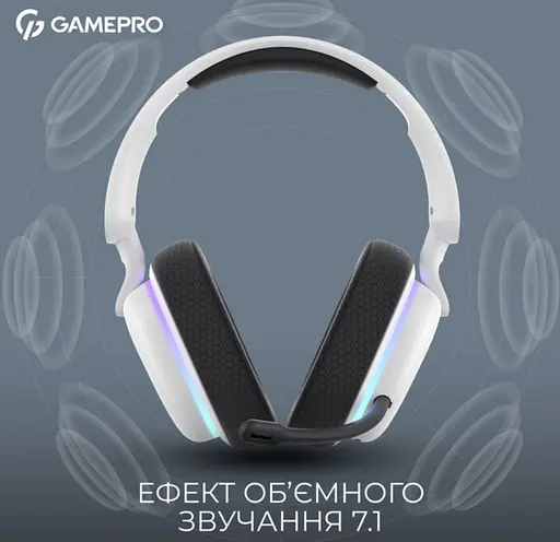 Ігрові бездротові навушники GamePro HSW-250 7.1 Bragi Asgard RGB Tri-Mod White - фото 13