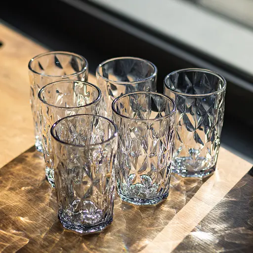 Набор стаканов Diamond Blue 6 штук по 300 мл. HP-19-276 стеклянных прозрачных стакан для напитков лимонадов и газировки - фото 2