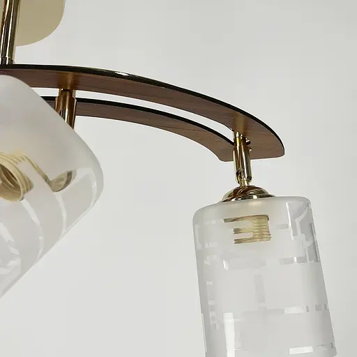 Золотий світильник із декором дерева на 4 плафони у корпусі 60 см | Арт. 6032/4 GD | Line F - фото 5