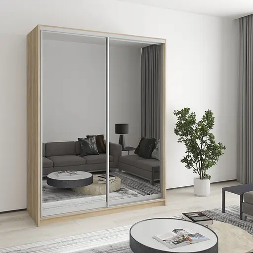 Шафа-купе дводверна MebelStar Комбо AL 2 Дзеркала 160x45x210 см Дуб сонома (MBS-2779)