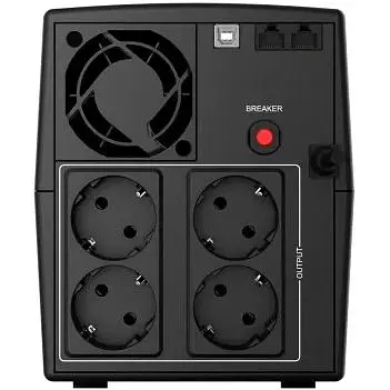 Источник бесперебойного питания NJOY Keen 1000 (UPLI-LI100KU-CG01B), Lin.int., AVR, 4 x евро, USB, пластик - фото 4