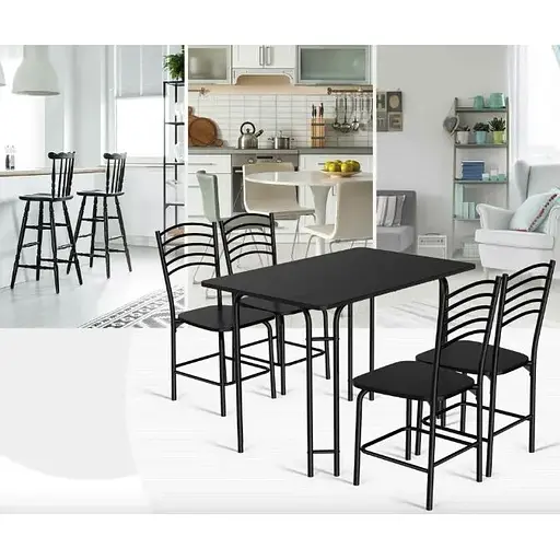 Комплект мебели Costway Katarina стол и 4 стулья черный - фото 4