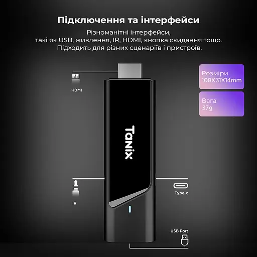Tanix TX8 2/16Gb Allwinner H313 Android 10, медіаплеєр 4K HDR SmartTV Box (TX8) смарт ТВ стік - фото 4