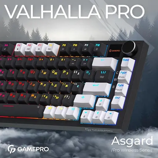 Клавіатура бездротова GamePro Asgard Valhalla Pro 75% Wireless/Bluetooth/USB Black with display (MK160B-D-Pro) - фото 10