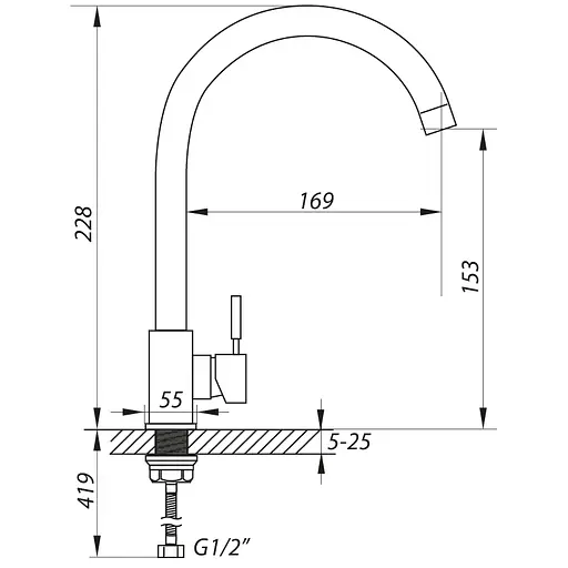 Змішувач для умивальника Zerix SUS-B LL1559 Нержавіюча сталь - фото 2