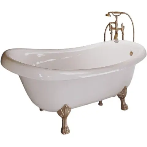 Ванна отдельностоящая матовая Amdcon Symphony 167x78 белая из литого камня бронзовые ножки SYMFONYA_167_br_MAT Белый матовый - фото 1