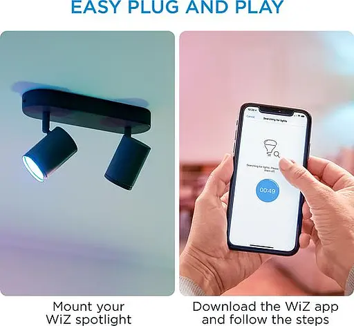 WiZ Світильник точковий накладний розумний IMAGEO Spots, 2х5W, 2200-6500K, RGB, Wi-Fi, чорний - фото 9