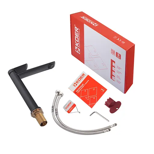 Змішувач для умивальника Koer KB-11028-05 високий KR5294 Чорний матовий - фото 5