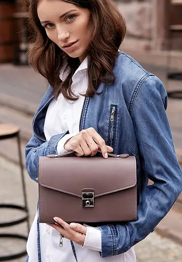 Жіноча шкіряна сумка-кроссбоді Lola темно-бежева - фото 2