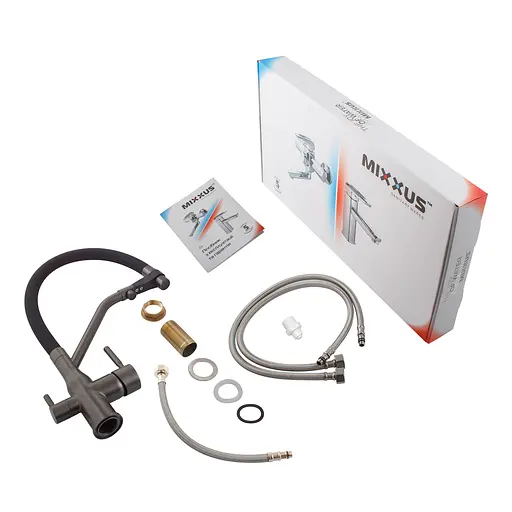 Смеситель для кухни Mixxus Premium Gravity 021 с силиконовым изливом graphite MI6979 Графит - фото 6