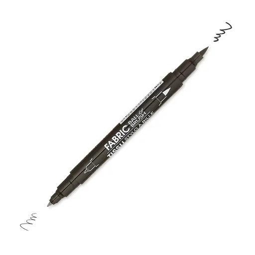 Маркер Чорний для світлих тканин двосторонній 0.75 мм 1-2 мм 122-S Fabric ball&Brush Marvy - фото 1